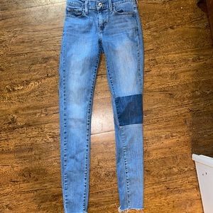 Levis 710 Super Skinny Denim Cropped Jeans |Knee Patch |Raw Hem